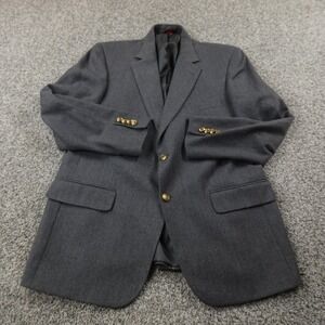 Savile Row Blazer Mens 43 Gray Wool Gold Button Notch Sport Coat Suit Jacket Top